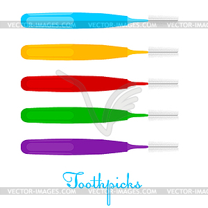 Toothpicks. Colored toothpicks, iso - vector clipart