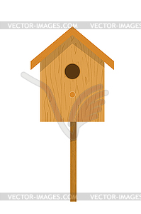 Wooden birdhouse isolate. Small house for - vector image