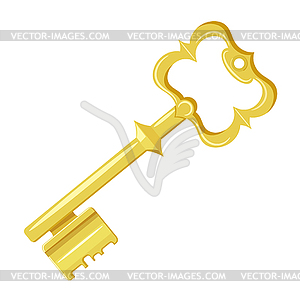 Vintage gold key. C - vector clip art