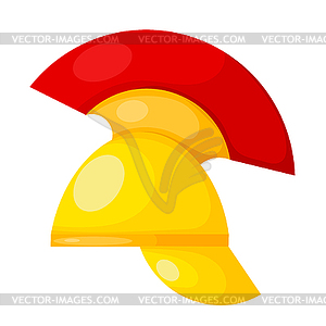 Ancient Greek bronze helmet with re - vector image