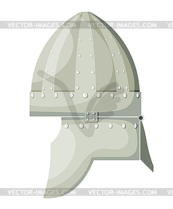 Stock Cartoon ancient metal helmet with rivets b - vector clipart