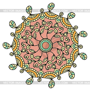 Colored mandala handmade white background - vector clipart