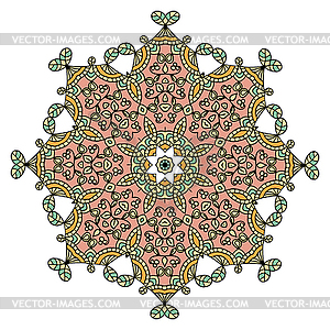 Colored mandala handmade white background. Abstr - vector image