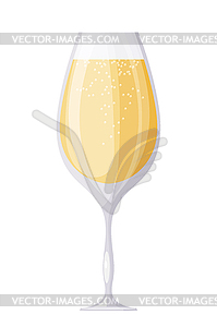 Glass of champagne wine with bubbles. Th - vector image