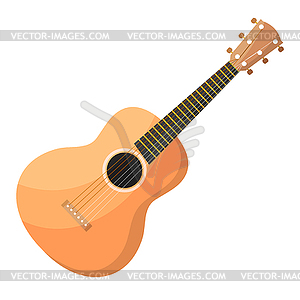 Classical acoustic wooden Cartoon guitar with - stock vector clipart