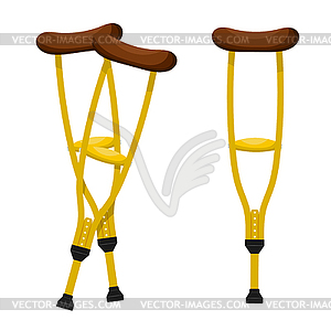Crutches in cardboard style. Isolate. St - vector image