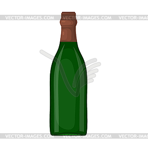 Зеленая бутылка вина. Мультяшный стиль. - графика в векторе