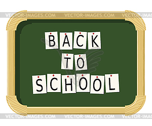 Wooden school chalkboard with sheets and letters - vector clipart / vector image