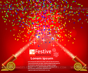 Яркий праздничный красный фон с конфетти и - клипарт в векторе / векторное изображение