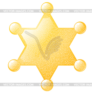 Golden Star Sheriff with grunge texture - vector image