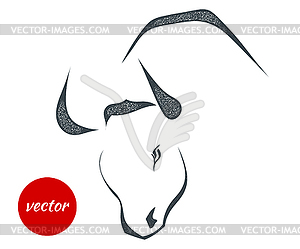 Black silhouette of bull`s cow head - vector clipart
