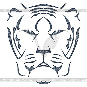 Sketch black silhouette of tiger head - vector image