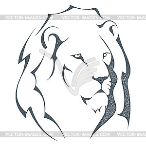 Grunge sketch black silhouette of lion head - vector EPS clipart