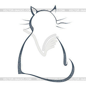 Sketch black silhouette cat . Styl - vector image