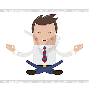 Happy successful businessman in lotus position. - vector clipart