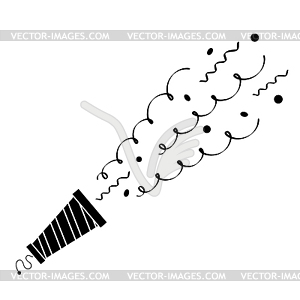 Cartoon popper. Popper with streamers and - vector image