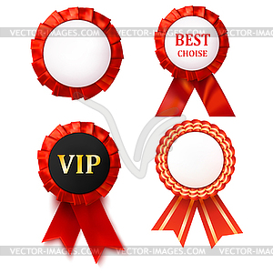 Red award ribbons badge with white background. - vector clipart