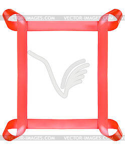 Red shiny silk ribbon in shape of rectangle on whit - vector clip art