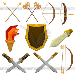 Красочный набор средневекового оружия - иллюстрация в векторе
