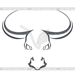Черный силуэт bull`s коровы голову, на белом б - изображение в векторном формате