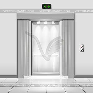 Closed chrome metal office building elevator doors - vector clipart