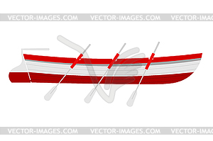 Rescue boat with wooden oars red on w - vector image