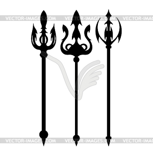 Set abstract black trident on white bac - vector clipart