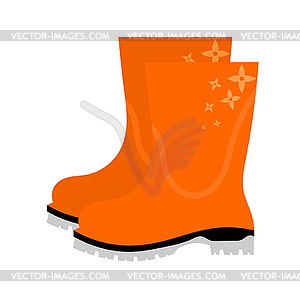 Abstract yellow rubber boots with floral - vector image