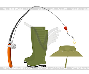 Stock items fisherman. Fishing rod with fishing - vector clip art