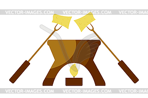 Cartoon fondue. Fondue snack symbol - royalty-free vector image