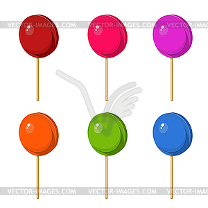 Set of colorful sweet lollipops on white b - vector image