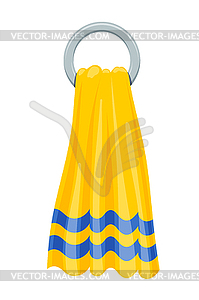 Yellow towels terry towels on round holde - vector clipart