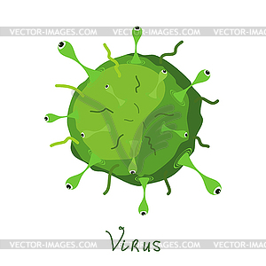 Cartoon green virus. Comic virus - vector clip art