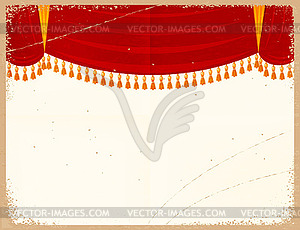 Red theater curtain on retro - vector image