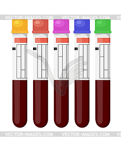 Set of s of medical test tubes with colored c - vector clipart