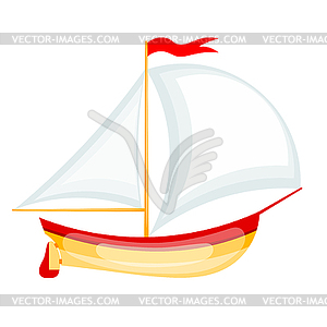 Small sailing yacht. Cartoon yacht on w - vector image