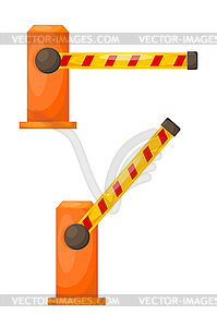 Orange barrier. Car - vector clip art