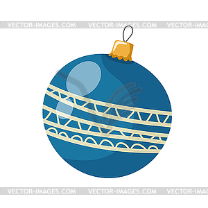 Simple blue Christmas ball on white b - vector clip art