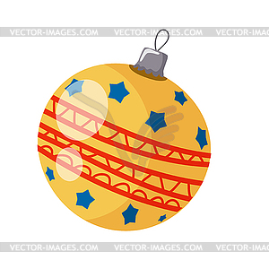 Simple yellow Christmas ball on white - vector clipart