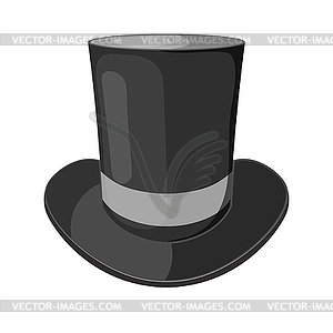 Cartoon black cylinder hat on white b - vector image