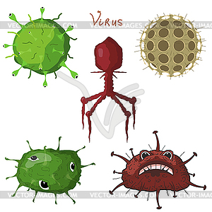 Set of abstract bacteria and viruses. Cartoo - vector clipart
