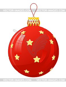 Red glass Christmas ball with snowflake - vector clipart