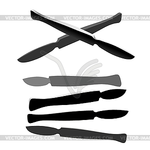 Set of silhouettes steel medical instrument on white - vector clip art