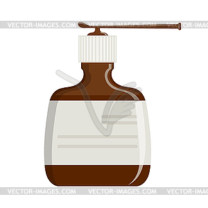 Cartoon drawing of simple plastic bottle with spray - color vector clipart