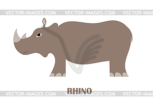 Color image Cute Cartoon rhinoceros - vector clipart / vector image