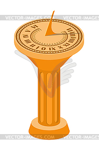 Color sundial on column on white - vector clipart