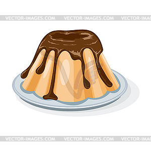 Colored round sweet cheesecake on plate. C - vector EPS clipart