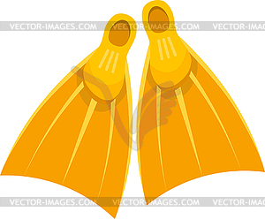 Pair of yellow rubber fins on white b - vector clip art