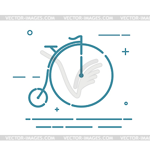 Abstract trendy linear flat icon retro bicycle on - vector clip art
