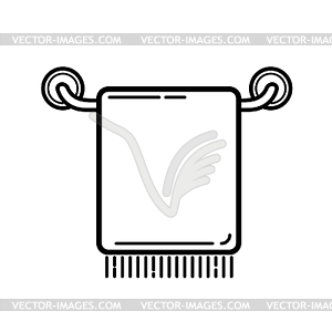 Abstract black towel icon on holder. Sig - vector image